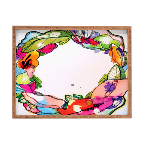 CayenaBlanca Floral Frame Rectangular Tray