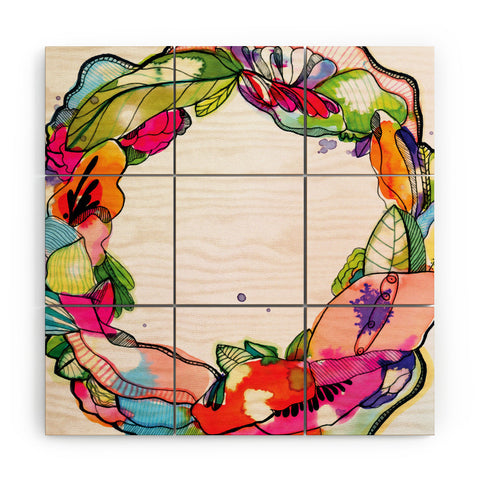 CayenaBlanca Floral Frame Wood Wall Mural