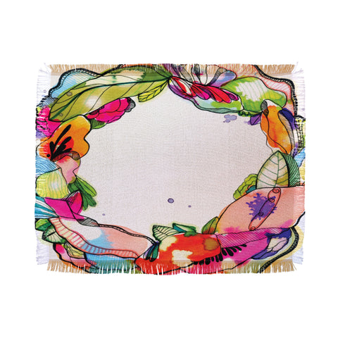 CayenaBlanca Floral Frame Throw Blanket