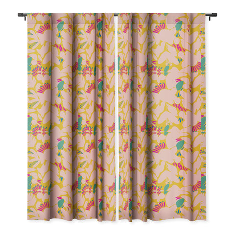 CayenaBlanca Floral shapes Blackout Window Curtain
