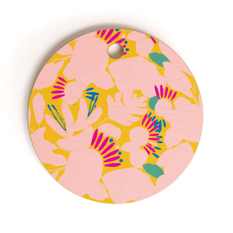 CayenaBlanca Floral shapes Cutting Board Round