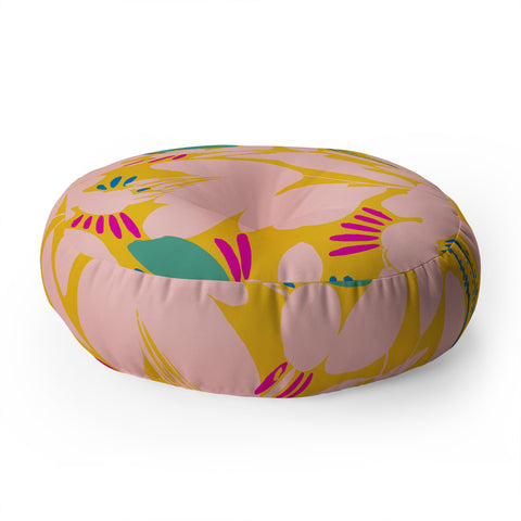 CayenaBlanca Floral shapes Floor Pillow Round