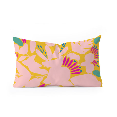CayenaBlanca Floral shapes Oblong Throw Pillow