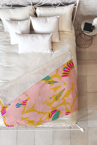 CayenaBlanca Floral shapes Fleece Throw Blanket