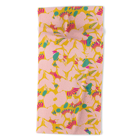 CayenaBlanca Floral shapes Beach Towel
