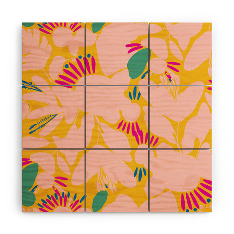 CayenaBlanca Floral shapes Wood Wall Mural