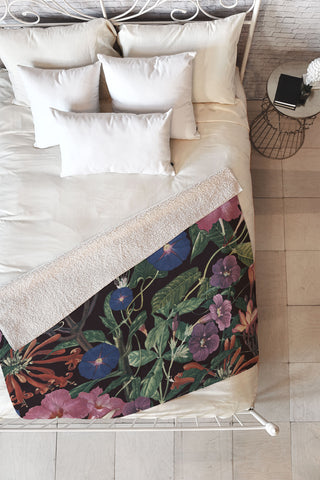 CayenaBlanca Floral Symphony Fleece Throw Blanket