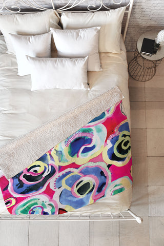 CayenaBlanca Flower Party Fleece Throw Blanket