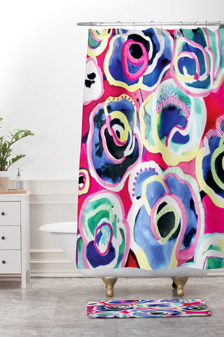 CayenaBlanca Flower Party Shower Curtain And Mat