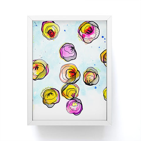 CayenaBlanca Flower Rain Framed Mini Art Print