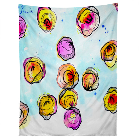 CayenaBlanca Flower Rain Tapestry