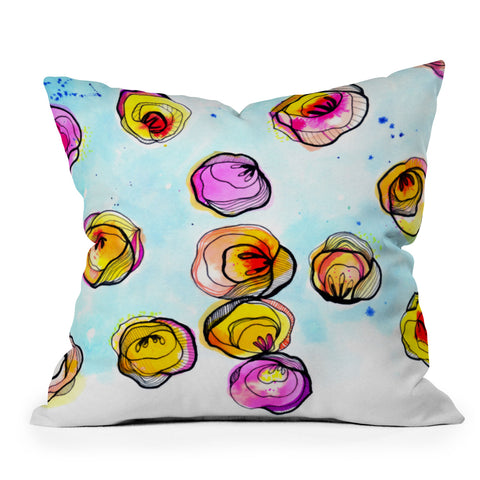 CayenaBlanca Flower Rain Throw Pillow