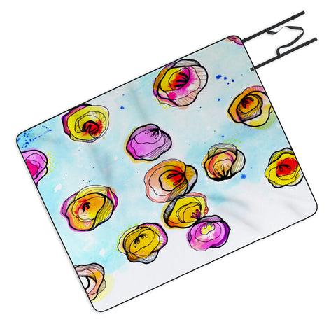 CayenaBlanca Flower Rain Picnic Blanket