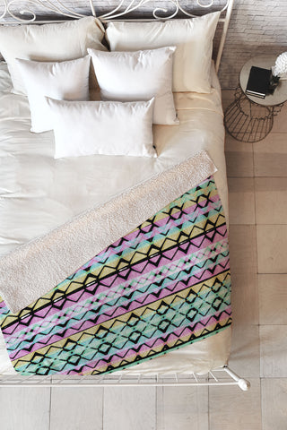 CayenaBlanca Geometric Lines Fleece Throw Blanket