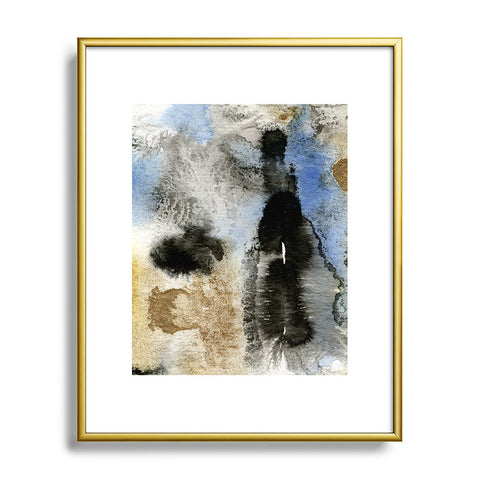 CayenaBlanca Gold Rocks Metal Framed Art Print