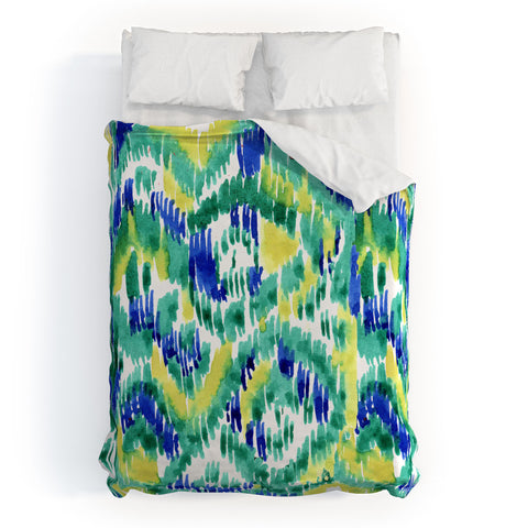 CayenaBlanca Green Ikat Duvet Cover