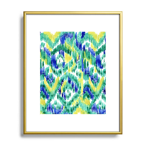 CayenaBlanca Green Ikat Metal Framed Art Print