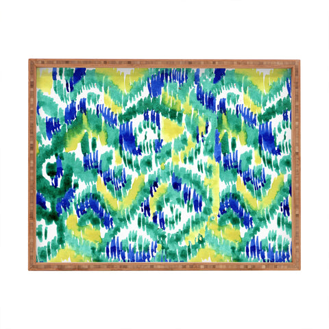 CayenaBlanca Green Ikat Rectangular Tray