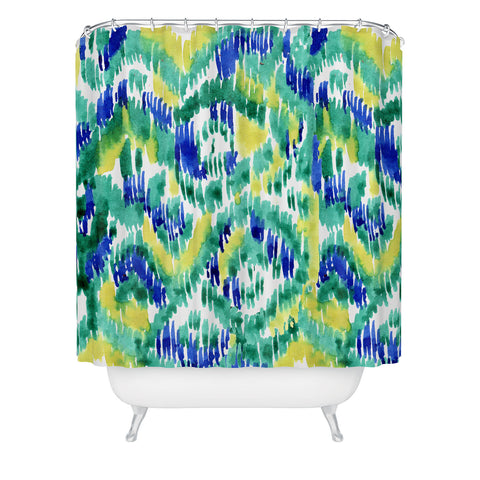 CayenaBlanca Green Ikat Shower Curtain