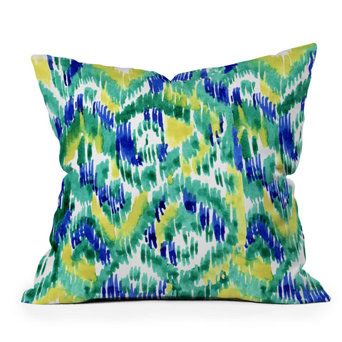 CayenaBlanca Green Ikat Throw Pillow