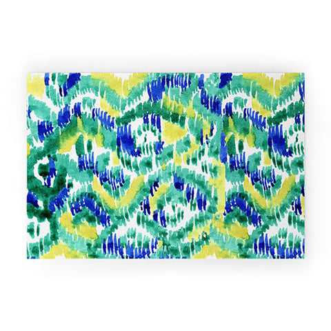 CayenaBlanca Green Ikat Welcome Mat
