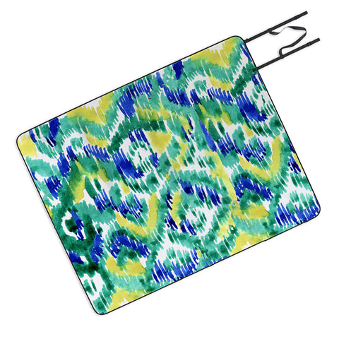 CayenaBlanca Green Ikat Picnic Blanket