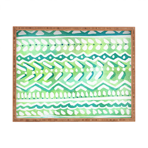 CayenaBlanca Green Tribal Rectangular Tray