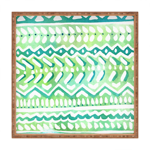 CayenaBlanca Green Tribal Square Tray