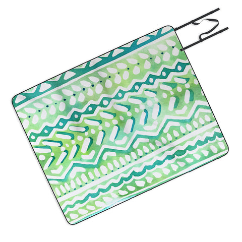 CayenaBlanca Green Tribal Picnic Blanket