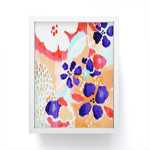 CayenaBlanca Ikat Flowers Framed Mini Art Print