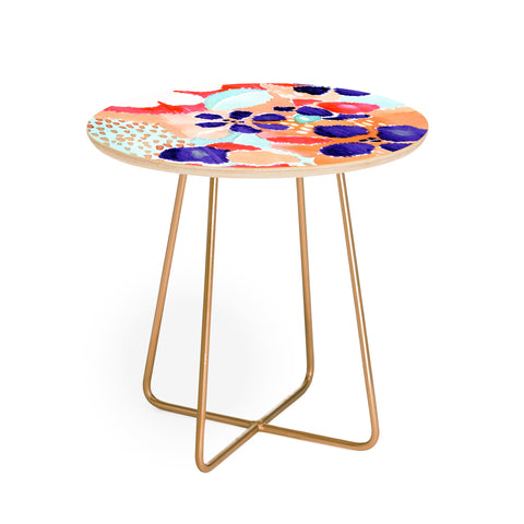 CayenaBlanca Ikat Flowers Round Side Table