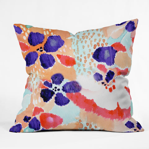 CayenaBlanca Ikat Flowers Outdoor Throw Pillow