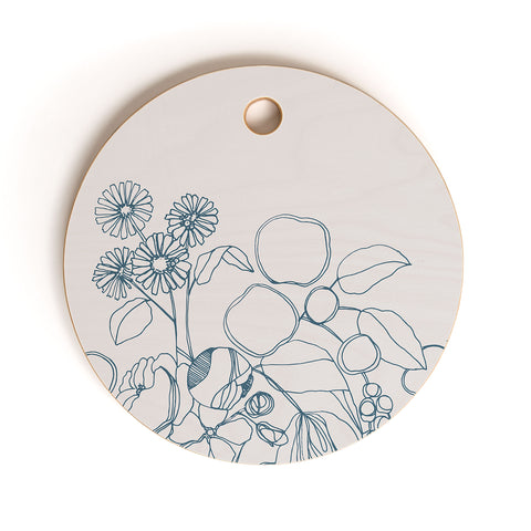 CayenaBlanca Imaginary Flowers Cutting Board Round