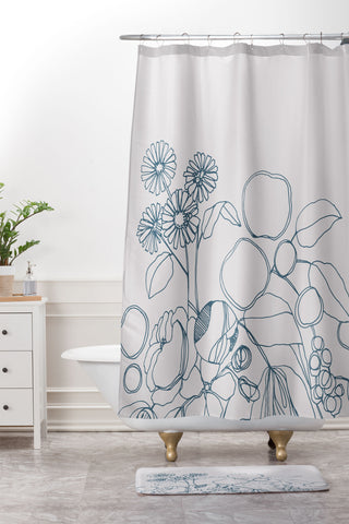 CayenaBlanca Imaginary Flowers Shower Curtain And Mat