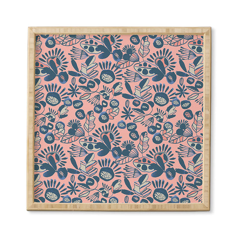 CayenaBlanca Indigo and Coral Framed Wall Art