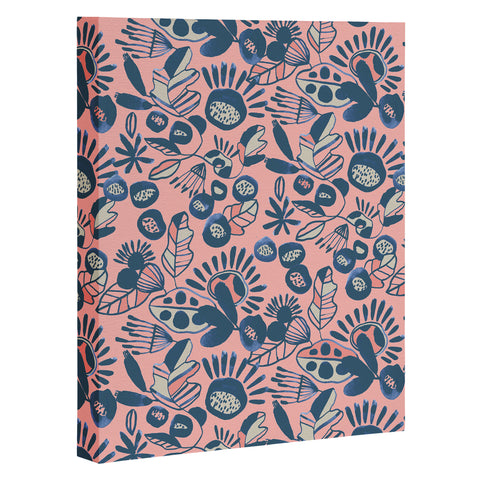 CayenaBlanca Indigo and Coral Art Canvas