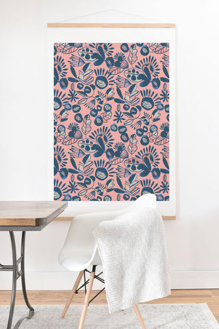 CayenaBlanca Indigo and Coral Art Print And Hanger