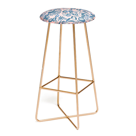 CayenaBlanca Indigo and Coral Bar Stool