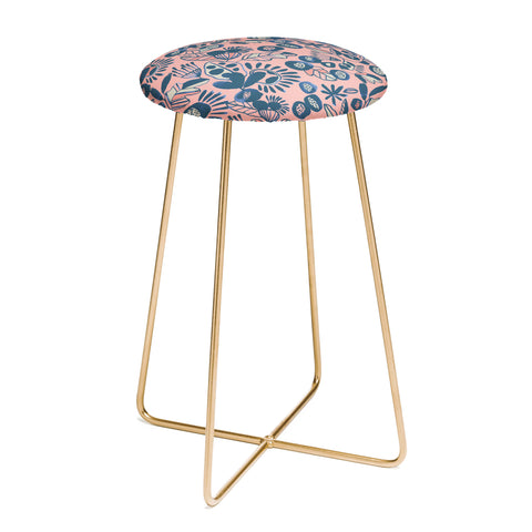 CayenaBlanca Indigo and Coral Counter Stool
