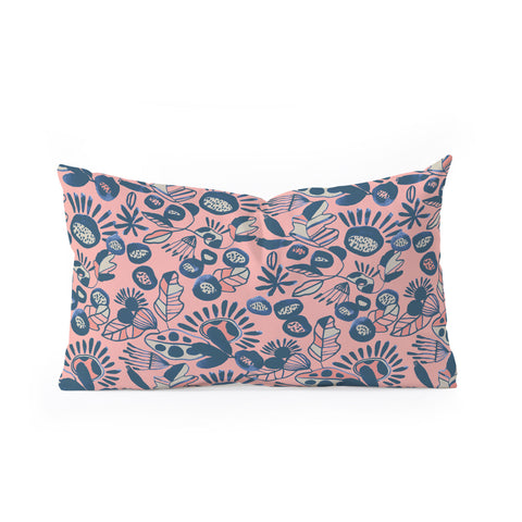 CayenaBlanca Indigo and Coral Oblong Throw Pillow