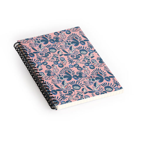 CayenaBlanca Indigo and Coral Spiral Notebook