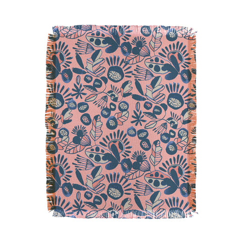 CayenaBlanca Indigo and Coral Throw Blanket