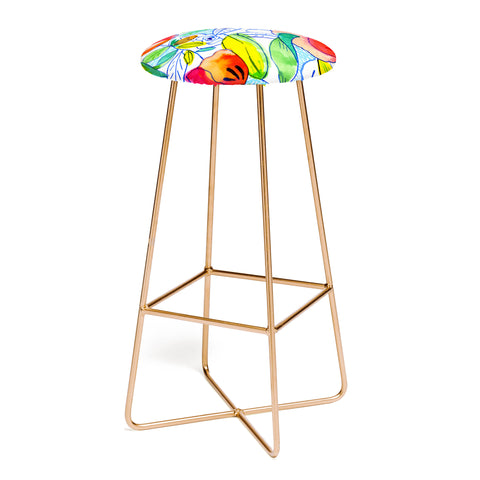 CayenaBlanca Ink Flowers Bar Stool