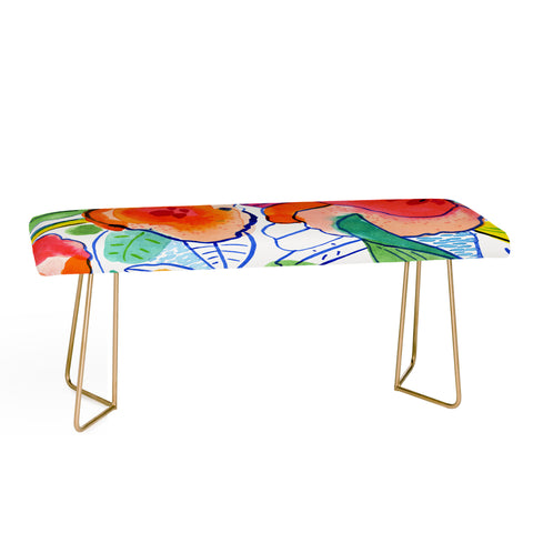 CayenaBlanca Ink Flowers Bench