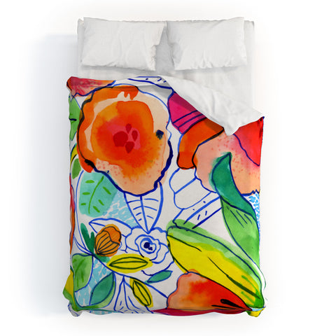 CayenaBlanca Ink Flowers Duvet Cover
