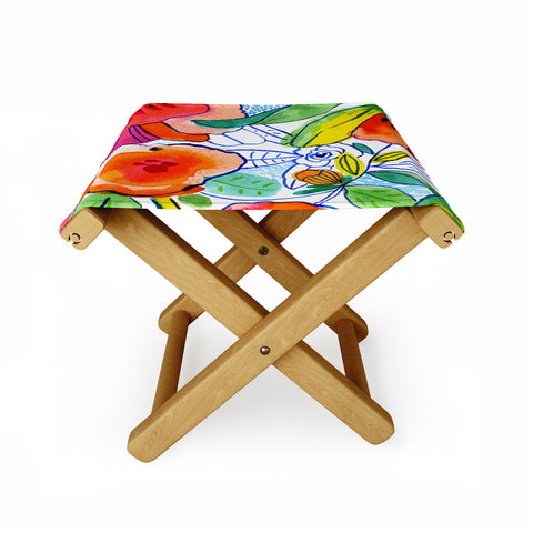 CayenaBlanca Ink Flowers Folding Stool
