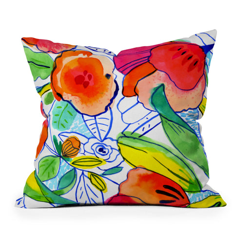 CayenaBlanca Ink Flowers Throw Pillow