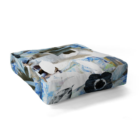 CayenaBlanca Marbled flowers Floor Pillow Square