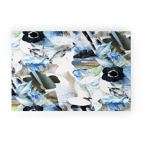 CayenaBlanca Marbled flowers Welcome Mat