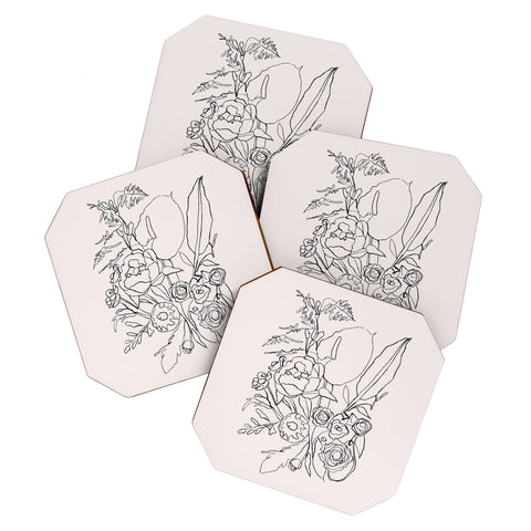 CayenaBlanca Minimal Bouquet Coaster Set